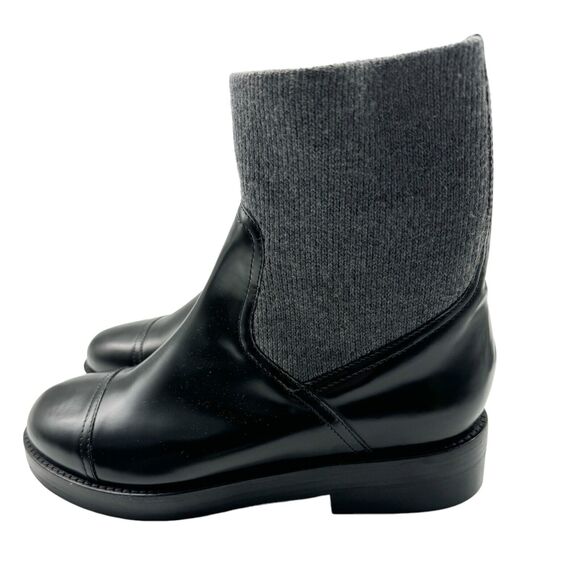 NWB J. Crew Black Italian Leather Rib-Cuff Chelsea Ankle Boots Pull On Shoes 9.5 - Picture 2 of 10